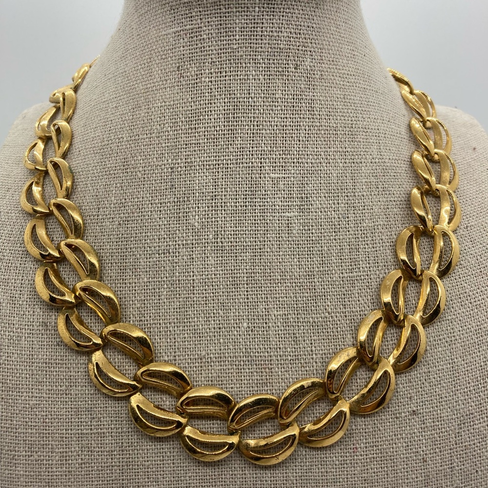 Vtg Napier Designer Signed Pat 4.774.743 Gold Tone Fancy Link Chain 16" Necklace
